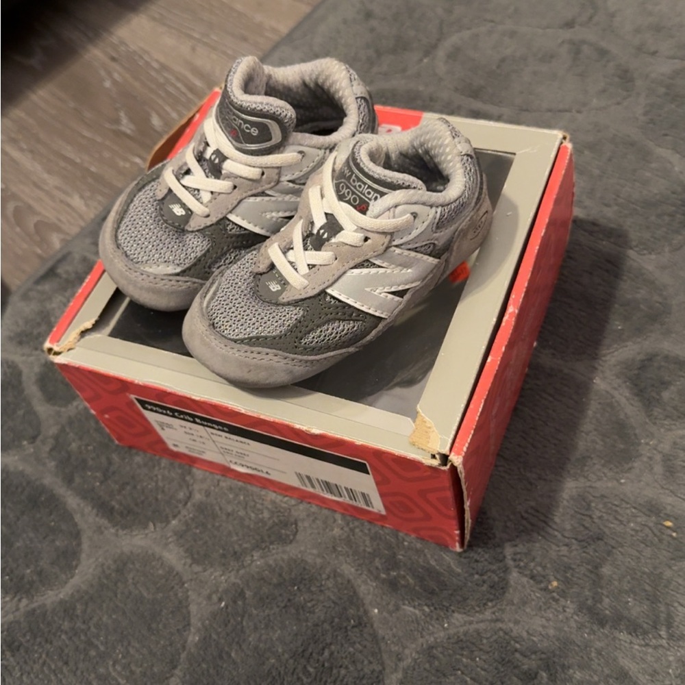 New Balance Kids' Gray and White Sneakers